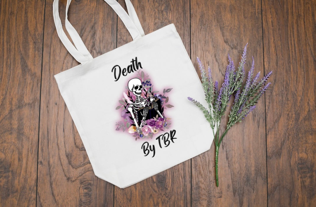 Death By TBR book tote bag