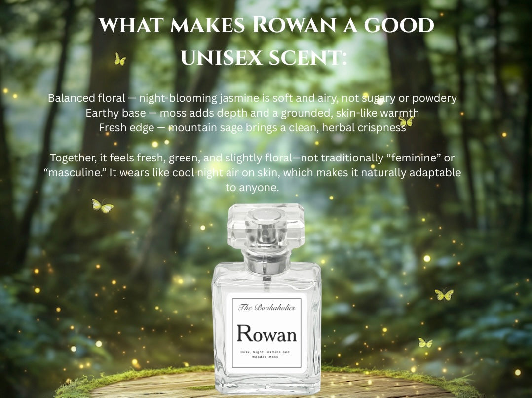 Rowan Perfume – Faeven Saga Inspired | Unisex Dusk Fragrance with Jasmine, Moss & Sage